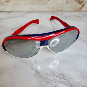 Vintage Italian 1970s Mirrored Red White & Blue Frame Aviator Sunglasses